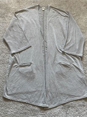 DONNI. Light Gray Open-Front Ribbed Cardigan